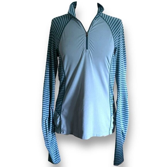 Columbia Womens Saturday Trail Omni-Wick Base Layer Shirt Sz Small Blue Stripe - Picture 1 of 7